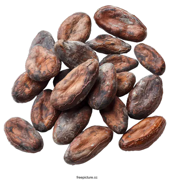 [Transparent Background PNG]cocoa beans isolated on black background