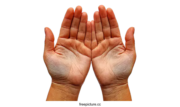 [Transparent Background PNG]Two Hands Praying Open Palms Against White Background