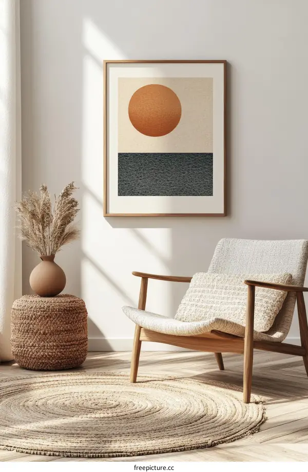 Modern Abstract Art Sun and Horizon