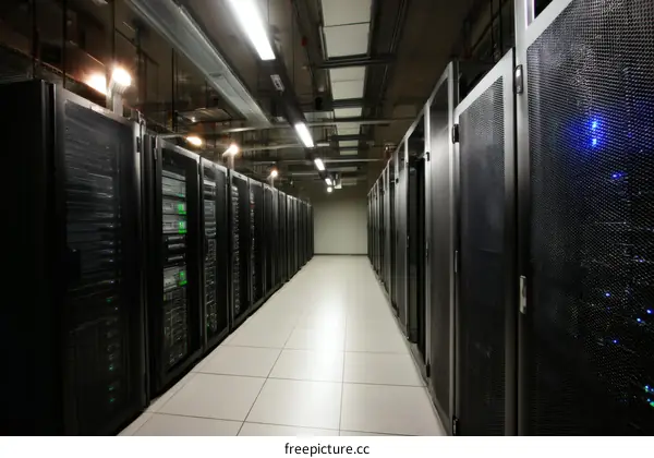 Massive Server Room Interior View