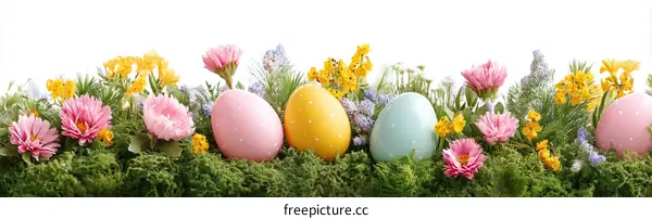 Easter Eggs and Flowers Border Design