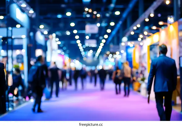 Blurred View of a Busy Trade Show Floor