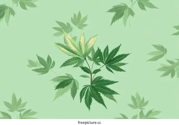 Green Cannabis Leaf Pattern Background Design