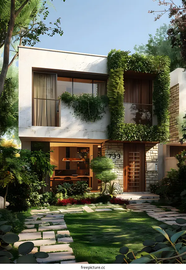 A Modern House With Green Plants