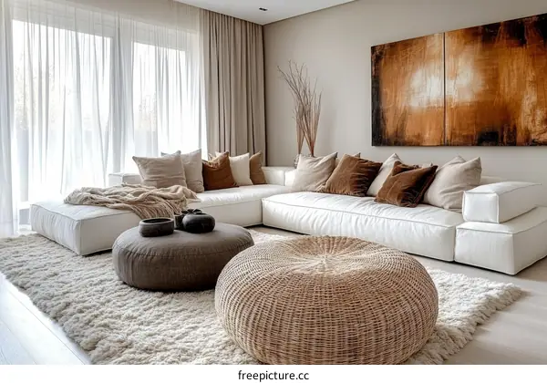 Modern Beige Living Room Interior Design