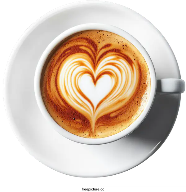 [Transparent Background PNG]Heart Latte Art in White Cup