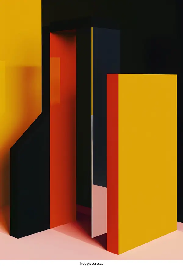 Abstract Minimalist Geometric Shapes with Orange Yellow Red and Black Colors