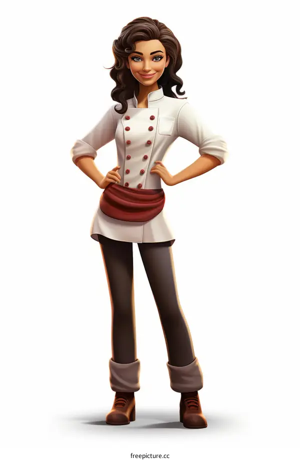 A cartoon image of a female chef