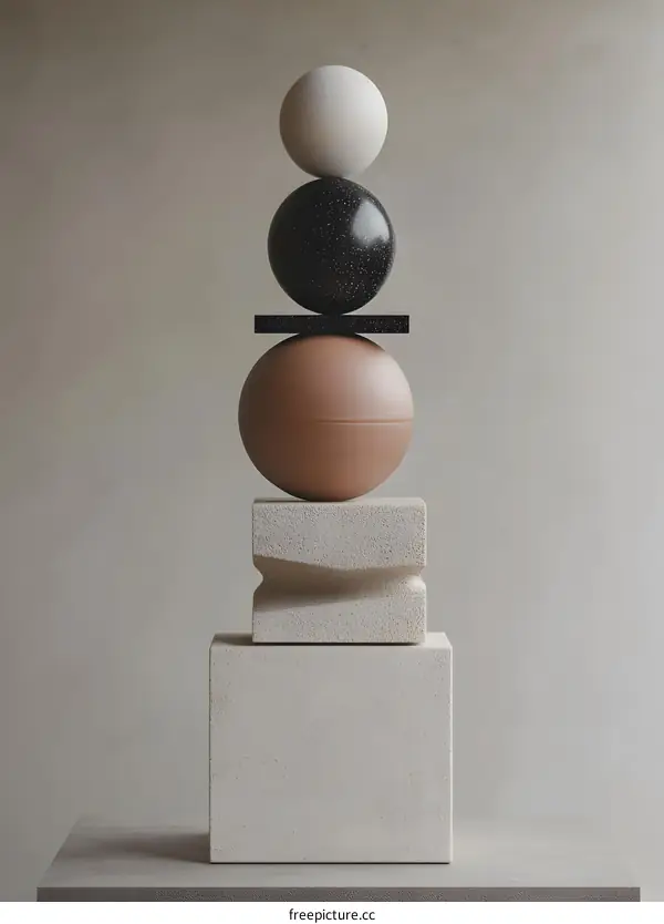 Minimalist Abstract Sculpture with Stacked Geometric Shapes