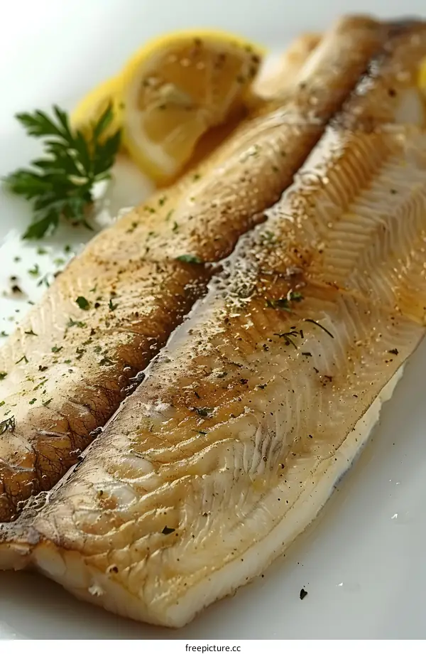Fried fish with lemon and parsley