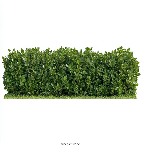 Green Hedgerow Border Isolated on White Background