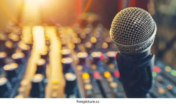 Close-Up Condenser Microphone and Audio Mixer