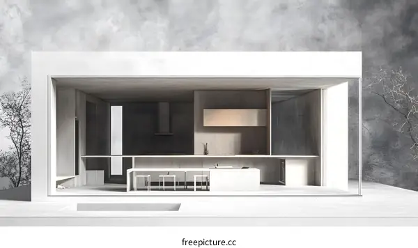 Minimalist Concrete House Interior Design With Wood Accents