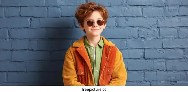 Stylish Boy Posing Against a Brick Wall