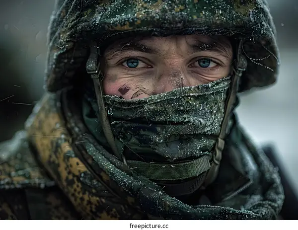 Portrait of a soldier in winter gear