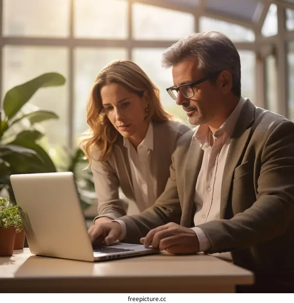 Business professionals in a greenhouse discussing a project
