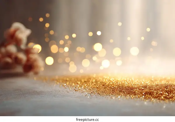 Golden Glitter Background with Soft Lights