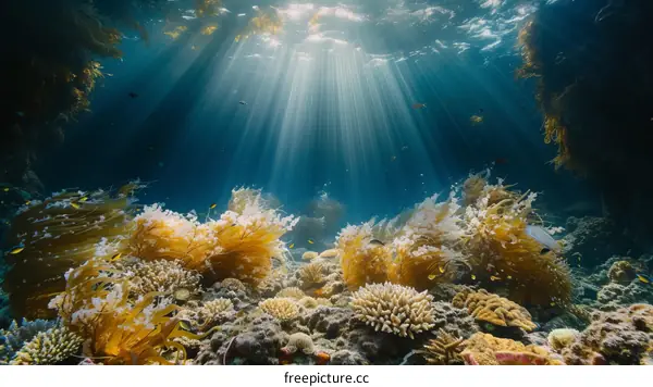 Underwater world with coral reef and colorful fish