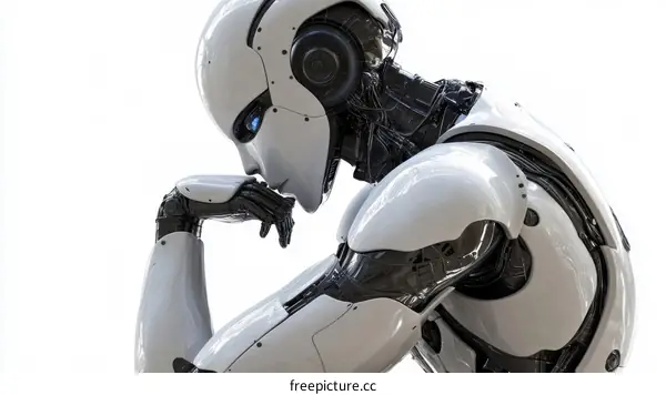Thoughtful Robotic Figure in Profile View