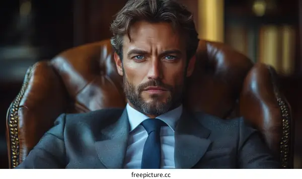 Businessman in Leather Armchair