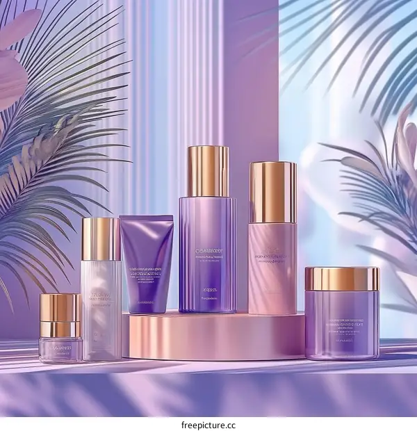 Luxury Purple Skincare Products Display
