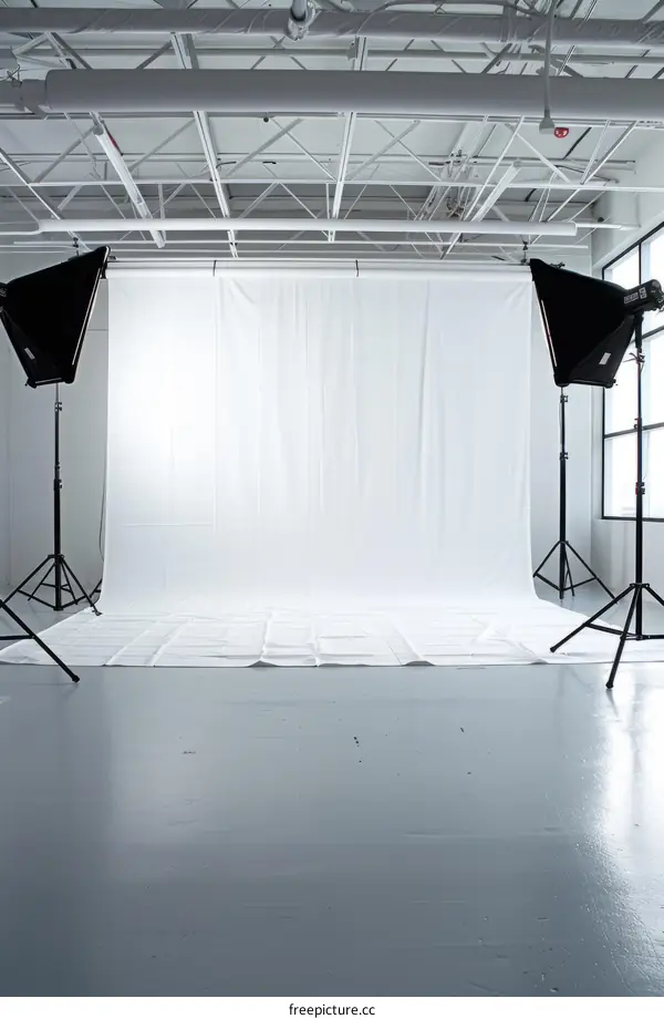 Empty Photo Studio for Photography with Large Lights