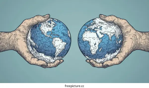 Earth in Hands Illustrative Artwork