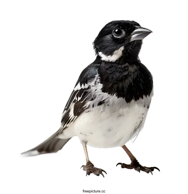 [Transparent Background PNG]Black and White Bird on White Background