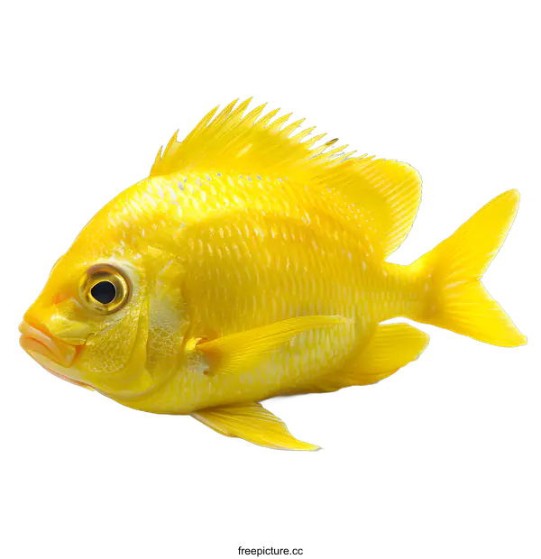 [Transparent Background PNG]A Yellow Fish on a White Background