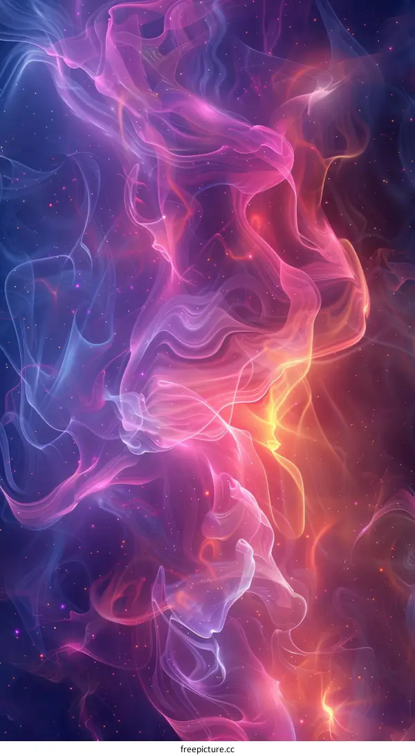 Abstract Colorful Smoke Background with Glowing Stars