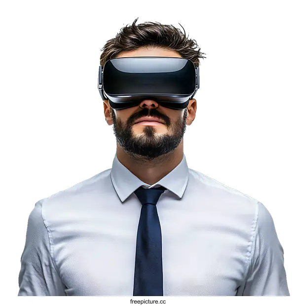 [Transparent Background PNG]Businessman Experiencing Virtual Reality