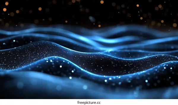Abstract Blue Wave Particle Background Design
