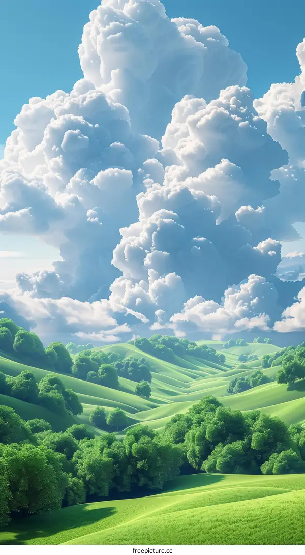 Serene Green Hills Under a Blue Sky