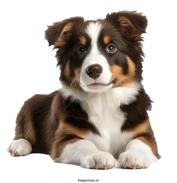 [Transparent Background PNG]Adorable Border Collie Puppy Laying Down