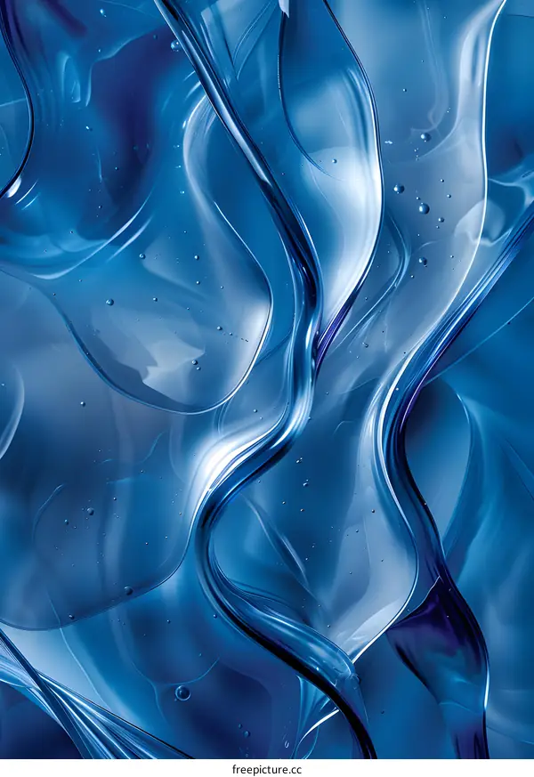 Blue Abstract 3D Rendering of Swirling Liquid