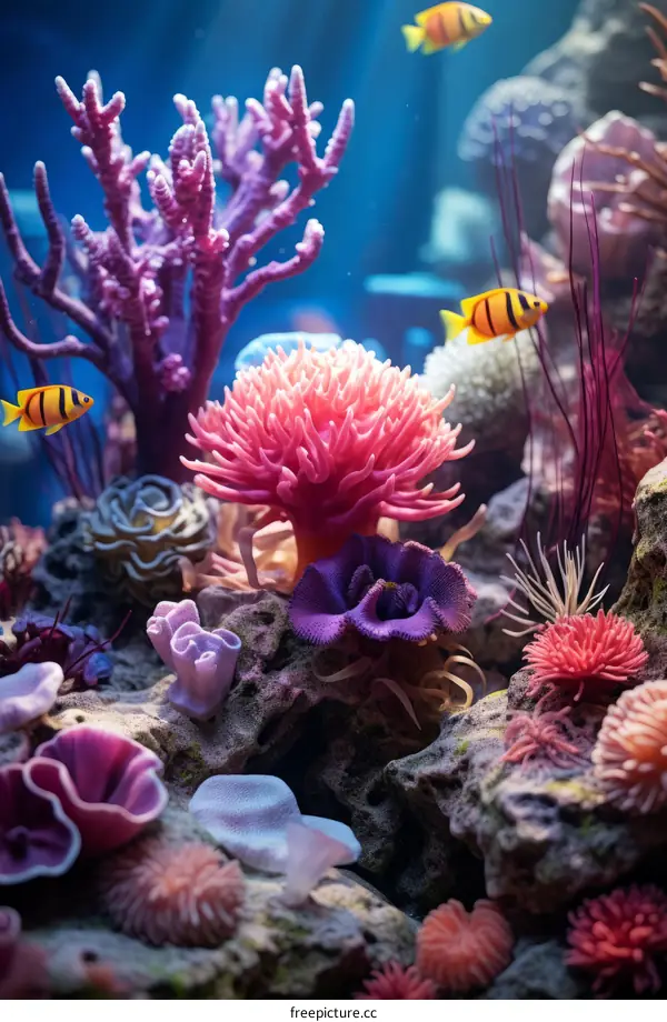 Underwater world with corals and tropical fish