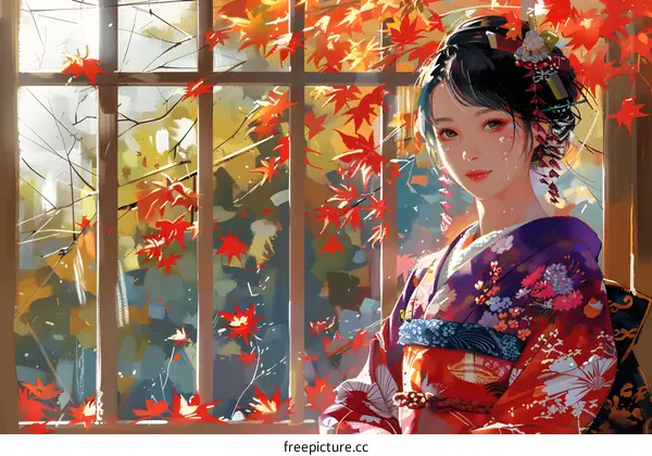 A Japanese Geisha in a Kimono
