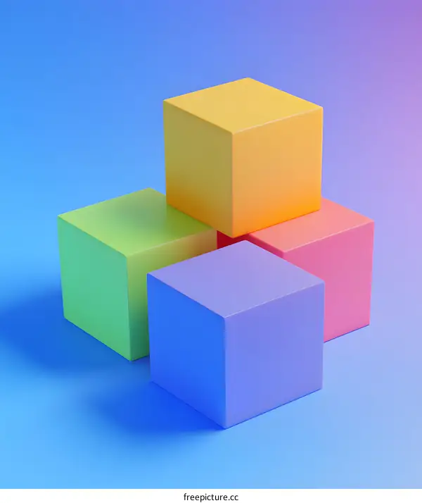 Colorful Cubes on a Blue Gradient Background