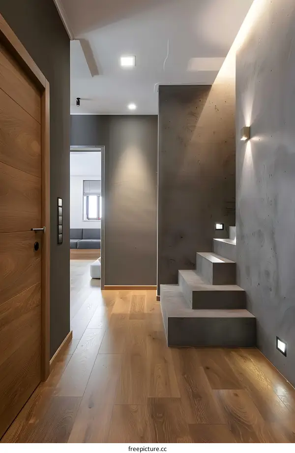 Modern Minimalist Interior Design with Concrete Stairs