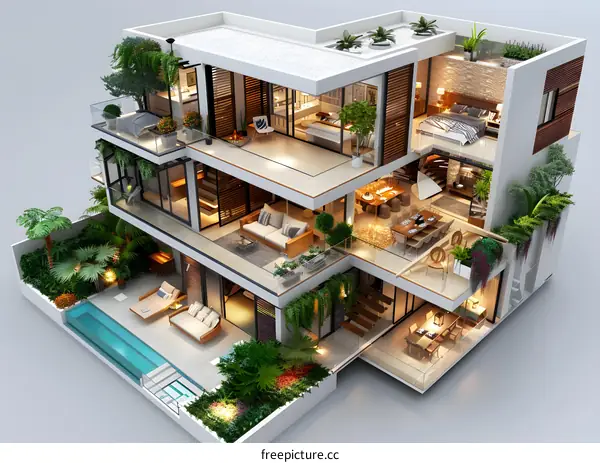 3D rendering of a luxury villa