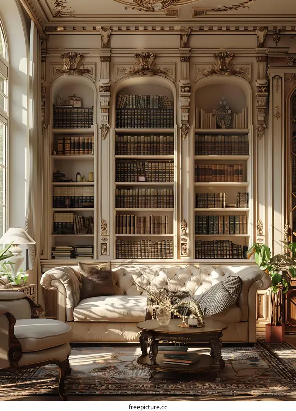 Luxurious Home Library with Elegant Interior Design