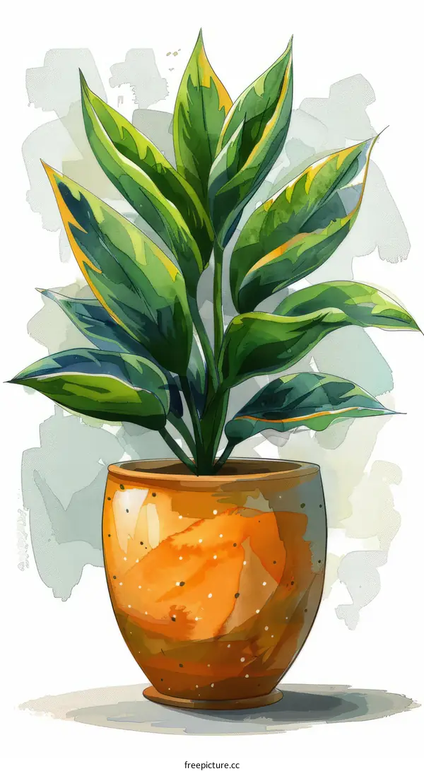 Alocasia Lauterbachiana Watercolor Illustration