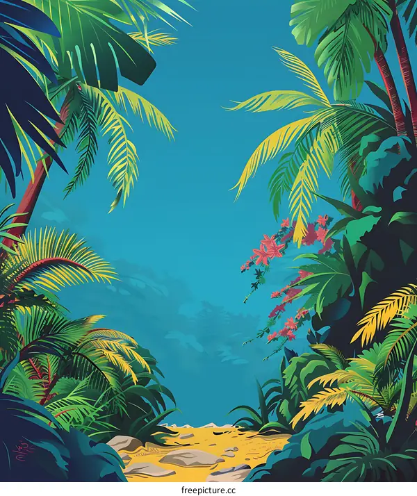 Tropical Jungle Path Illustration