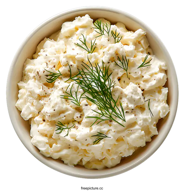 [Transparent Background PNG]Potato salad with dill in a bowl