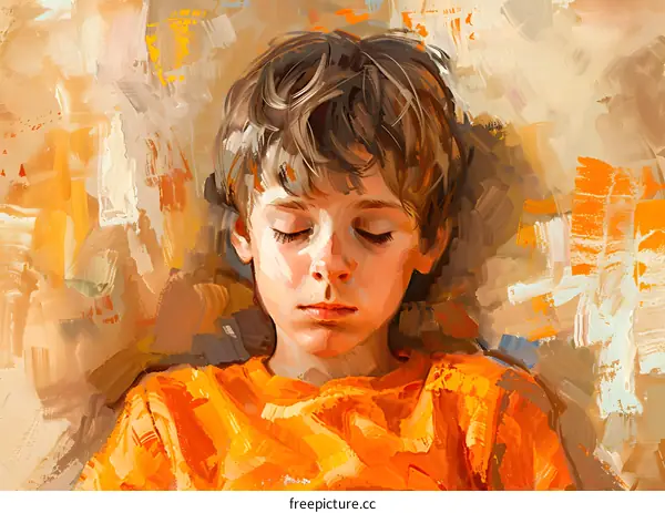 Sleeping Boy in Oil Painting Style