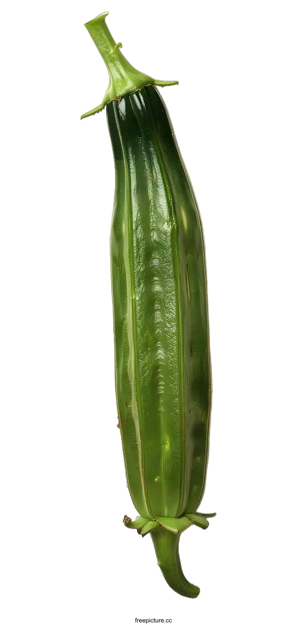 [Transparent Background PNG]Green Okra Vegetable on White Background
