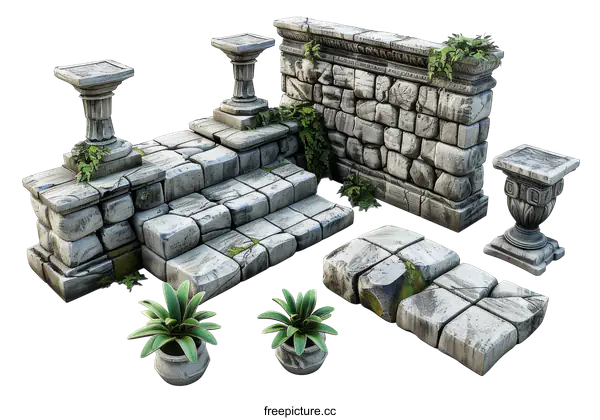 [Transparent Background PNG]Ancient Stone Architecture Elements