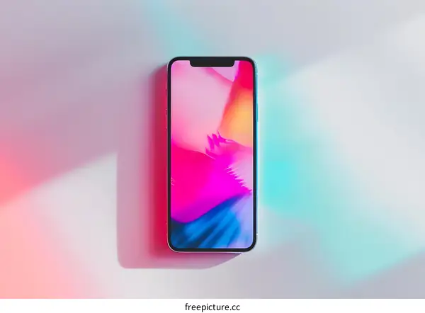 Smartphone with Abstract Background and Colorful Lighting