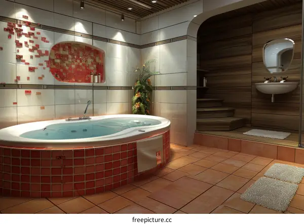 Modern Spa Bathroom Interior Design Illustration