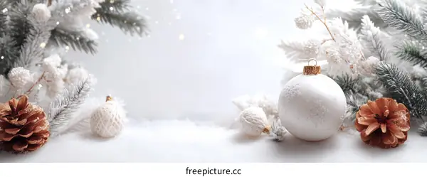 Winter Festive Decoration on Snowy Background